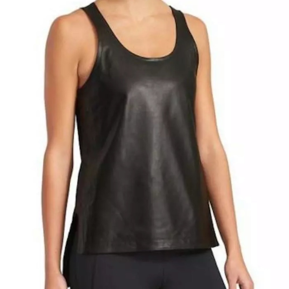 NWT Derek lam 10 Crosby leather black tank top XS